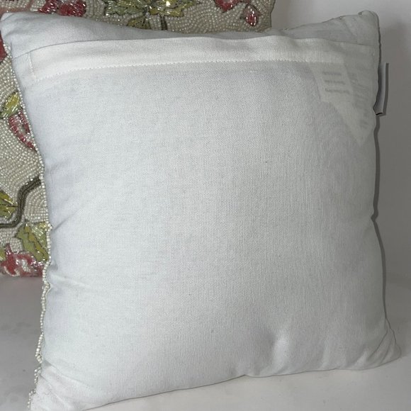 PRIMROSE VINTAGE Set of 2 Floral Pink Rose Beaded 12” Throw Decorative Pillows - Picture 9 of 15